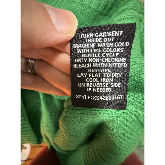 33 DEGREES Women’s Green Loop Cardigan Sweater Colorful Buttons Christmas XL - Picture 6 of 6